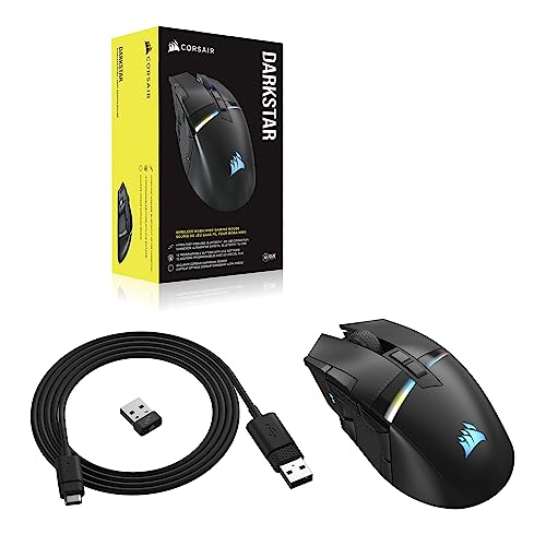 Corsair DARKSTAR Wireless MMO/MOBA Gaming-Maus - 26.000 DPI - 15 Programmierbare Tasten - Bis zu 80 Stunden Akkulaufzeit - iCUE-Kompatibel - PC, PS5, PS4, Xbox - Schwarz Bild 7