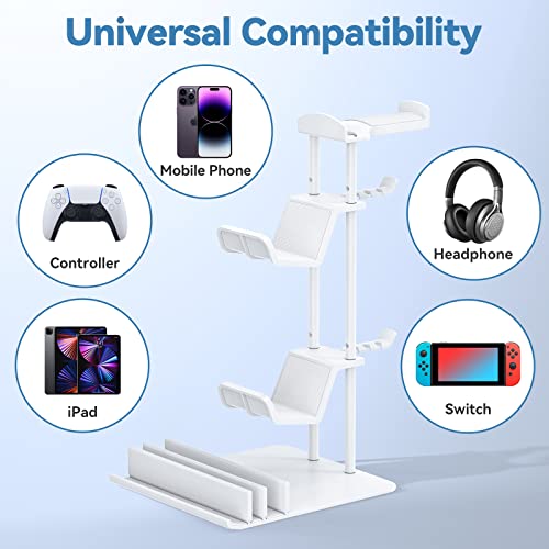 KDD Gaming Kopfhörer Ständer, Headset Halterung Tisch & Controller Halter, Headset Ständer mit Aluminium-Stange, Universaler Headphone Stand für Controller Switch iPad Handy PC Gaming Zubehör (Weiß) Bild 5