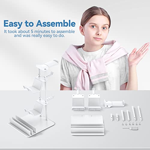KDD Gaming Kopfhörer Ständer, Headset Halterung Tisch & Controller Halter, Headset Ständer mit Aluminium-Stange, Universaler Headphone Stand für Controller Switch iPad Handy PC Gaming Zubehör (Weiß) Bild 7