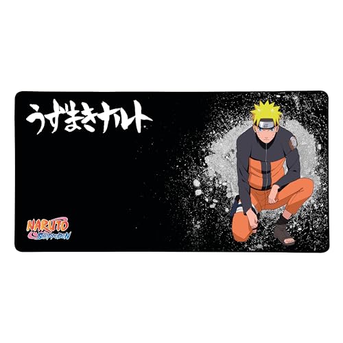 Konix Naruto Shippuden XXL Gaming-Mauspad 90 x 46 cm - rutschfeste Gummibasis - Naruto-Motiv - Schwarz Bild 1