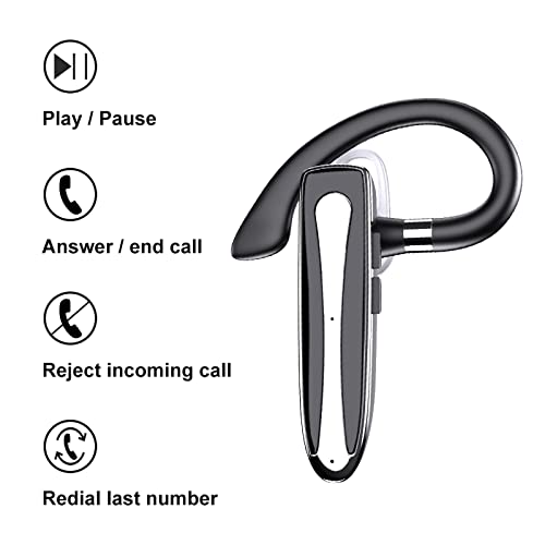 Xmenha Bluetooth Headset mit Mikrofon Freisprechanlage Bluetooth Ohr Headset In Ear Kopfhörer mit Ladeetui für Autofahren Business Büro drahtlos Kopfhörer Earphones Freisprecheinrichtung Schwarz Bild 3