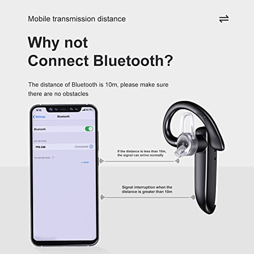 Xmenha Bluetooth Headset mit Mikrofon Freisprechanlage Bluetooth Ohr Headset In Ear Kopfhörer mit Ladeetui für Autofahren Business Büro drahtlos Kopfhörer Earphones Freisprecheinrichtung Schwarz Bild 5