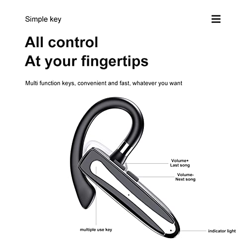 Xmenha Bluetooth Headset mit Mikrofon Freisprechanlage Bluetooth Ohr Headset In Ear Kopfhörer mit Ladeetui für Autofahren Business Büro drahtlos Kopfhörer Earphones Freisprecheinrichtung Schwarz Bild 6