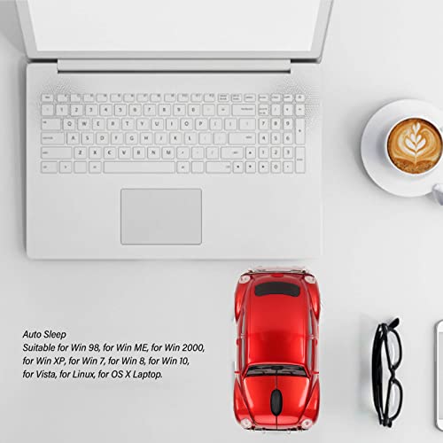 Sxhlseller Auto-Funkmaus, 2,4 GHz, Coole Sportwagen-Form, Kabellose Maus mit USB-Empfänger, LED-optische Kabellose Mäuse für Laptop-Desktop-Computer (Rot) Bild 3