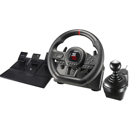 SUBSONIC – Superdrive GS650-X Lenkrad mit Separatem Schalthebel, Lenkradschaltwippen und Pedalen. 270° Drehung – Durchmesser 26 cm. Rennlenkrad. Für PS4, Xbox Series X/S und Xbox One – Schwarz Bild 1