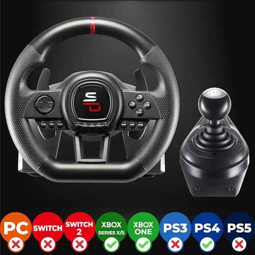 SUBSONIC – Superdrive GS650-X Lenkrad mit Separatem Schalthebel, Lenkradschaltwippen und Pedalen. 270° Drehung – Durchmesser 26 cm. Rennlenkrad. Für PS4, Xbox Series X/S und Xbox One – Schwarz Bild 2
