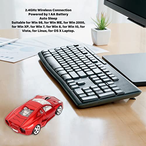 LED Funkmaus, Sportwagen Maus, 2,4 GHz USB Empfänger, Desktop PC Sportmaus mit LED Scheinwerfer, 1600 DPI Optischer Sensor, für PC Bild 3