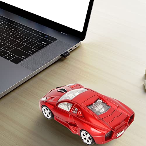 LED Funkmaus, Sportwagen Maus, 2,4 GHz USB Empfänger, Desktop PC Sportmaus mit LED Scheinwerfer, 1600 DPI Optischer Sensor, für PC Bild 4