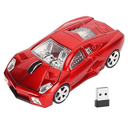 LED Funkmaus, Sportwagen Maus, 2,4 GHz USB Empfänger, Desktop PC Sportmaus mit LED Scheinwerfer, 1600 DPI Optischer Sensor, für PC Bild 7