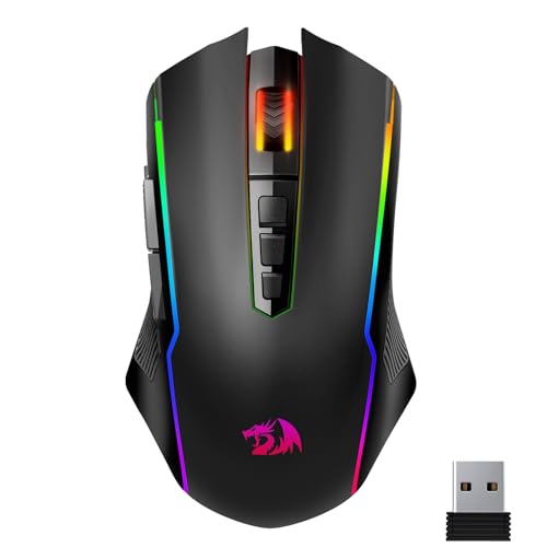 Redragon Gaming Maus Kabellose,RGB 2.4G/USB-C/Bluetooth Maus,Wiederaufladbare mit 9 Programmierbare Tasten-12000 DPI,Ergonomische Wireless Gaming Mouse für PC/Mac Gamer Bild 1