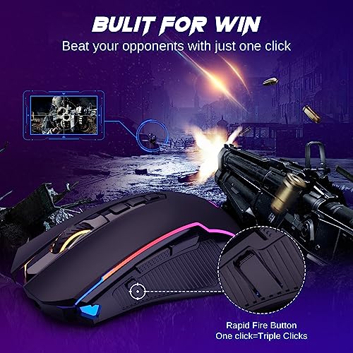 Redragon Gaming Maus Kabellose,RGB 2.4G/USB-C/Bluetooth Maus,Wiederaufladbare mit 9 Programmierbare Tasten-12000 DPI,Ergonomische Wireless Gaming Mouse für PC/Mac Gamer Bild 5