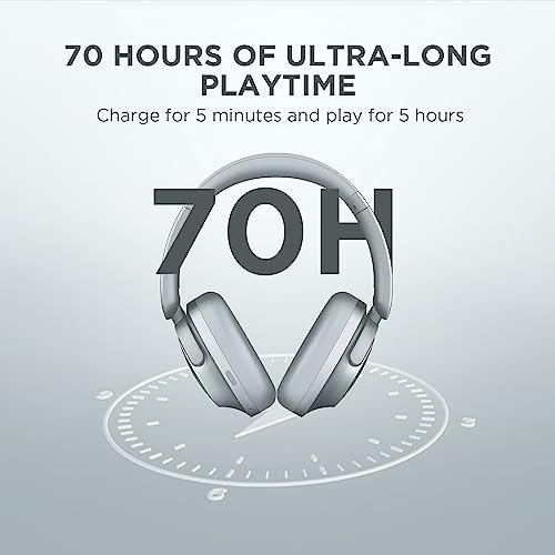 1MORE SonoFlow Noise Cancelling Kopfhörer, Bluetooth Kopfhörer mit Aktiver Geräuschunterdrückung, 70 Stunden Wiedergabe, LDAC Hi-Res Wireless Audio, Over Ear Headset, Klare Anrufe (Silber) Bild 6