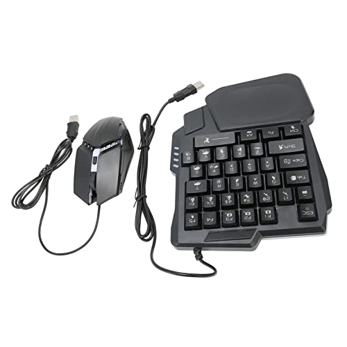 Halbhand-Gaming-Tastatur und -Maus-Kombination, PUBG Kabelgebundene Mechanische RGB-LED-Hintergrundbeleuchtung, Halbtastatur, 4-in-1-Gaming-Mauskonverter für Android IOS, Bild 1