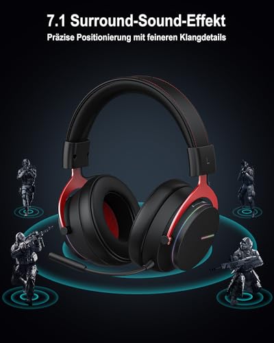 Inwa Wireless Gaming Headset mit Game/Chat Balance Mixer, Niedriger Latenz 5,8 GHz Technologie, 7.1 Surround Sound, Protein Soft-Ohrmuscheln, Abnehmbares Mikrofon, Kompatibel mit PS5, PS4, PC, Switch Bild 2