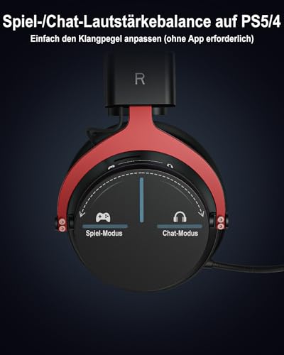 Inwa Wireless Gaming Headset mit Game/Chat Balance Mixer, Niedriger Latenz 5,8 GHz Technologie, 7.1 Surround Sound, Protein Soft-Ohrmuscheln, Abnehmbares Mikrofon, Kompatibel mit PS5, PS4, PC, Switch Bild 3