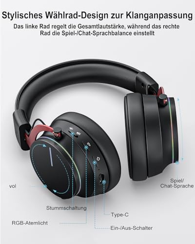 Inwa Wireless Gaming Headset mit Game/Chat Balance Mixer, Niedriger Latenz 5,8 GHz Technologie, 7.1 Surround Sound, Protein Soft-Ohrmuscheln, Abnehmbares Mikrofon, Kompatibel mit PS5, PS4, PC, Switch Bild 6