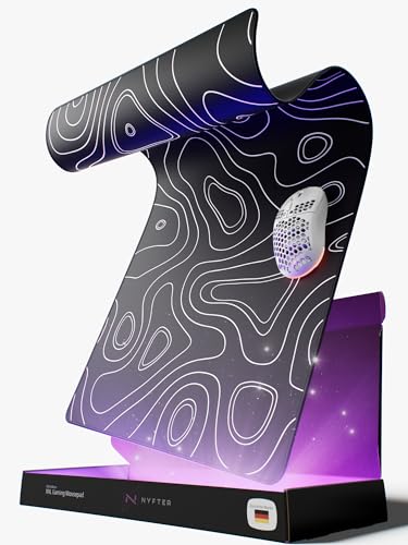Nyfter - XXL Gaming Mauspad Black im Topography Design 900 x 500mm Premium Mousepad Size Groß vernähte Kanten langlebig mit high-end Glide und Anti-Rutsch Speed Gaming Mauspad Bild 1