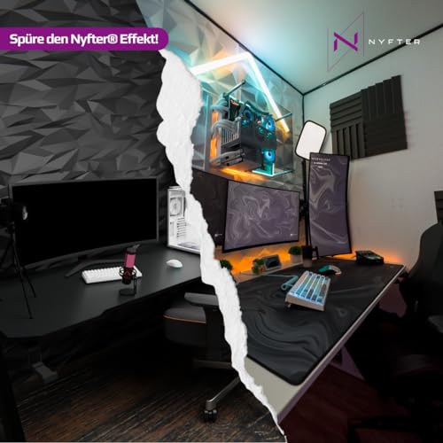Nyfter - XXL Gaming Mauspad Black im Topography Design 900 x 500mm Premium Mousepad Size Groß vernähte Kanten langlebig mit high-end Glide und Anti-Rutsch Speed Gaming Mauspad Bild 5
