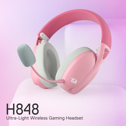 Redragon H848 BT Wireless Gaming Headset - Leichtgewicht - 7.1 Surround Sound - 40MM Treiber - Abnehmbares Mikrofon - Multi-Plattformen für PC, PS5/4/3, Switch, Handy, Pink Bild 2