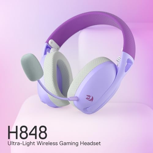 Redragon H848 Bluetooth Wireless Gaming Headset - Leichtgewicht - 7.1 Surround Sound - 40MM Treiber - Abnehmbares Mikrofon - Mehrere Plattformen für PC, PS5/4/3, Switch, Handy, Lila Bild 2