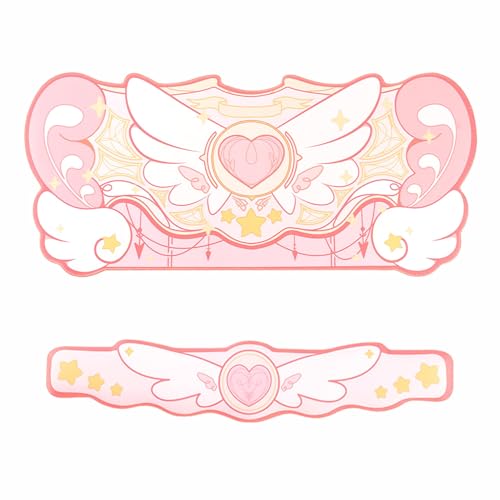 GeekShare Kawaii Mauspad Handgelenkstütze Set - rutschfeste Gummibasis Schreibtischmatte und Memory Foam Handgelenkstütze für Tastatur und Maus, perfekt für Gaming, oder Home Office Arbeit (Rosa) Bild 1