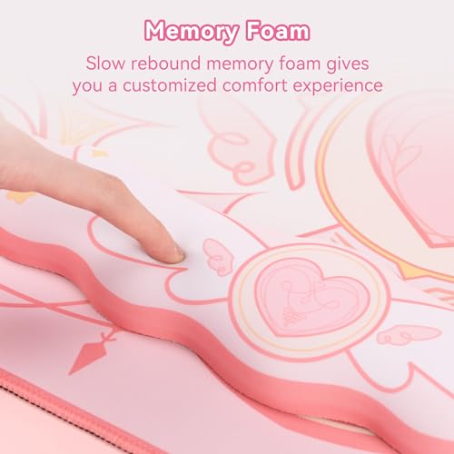 GeekShare Kawaii Mauspad Handgelenkstütze Set - rutschfeste Gummibasis Schreibtischmatte und Memory Foam Handgelenkstütze für Tastatur und Maus, perfekt für Gaming, oder Home Office Arbeit (Rosa) Bild 3