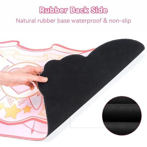 GeekShare Kawaii Mauspad Handgelenkstütze Set - rutschfeste Gummibasis Schreibtischmatte und Memory Foam Handgelenkstütze für Tastatur und Maus, perfekt für Gaming, oder Home Office Arbeit (Rosa) Bild 5