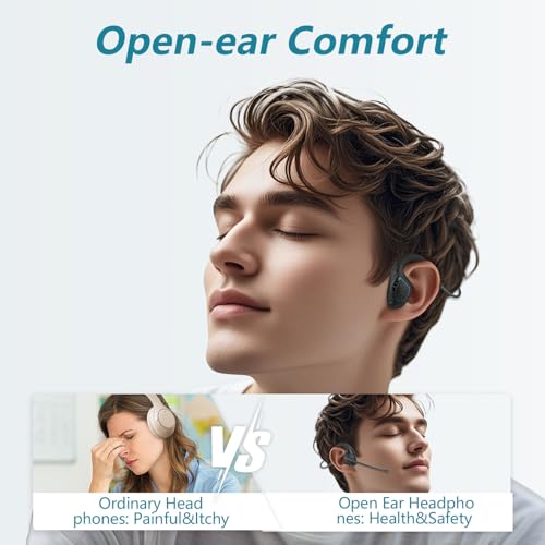 BANIGIPA Bluetooth-Headset mit Boom-Mikrofon, Open-Ear-Kopfhörer mit Geräuschunterdrückung Mikrofon, drahtloses Headset für Anrufe, leicht und bequem für Office Meeting Home Working-10 Stunden Bild 2
