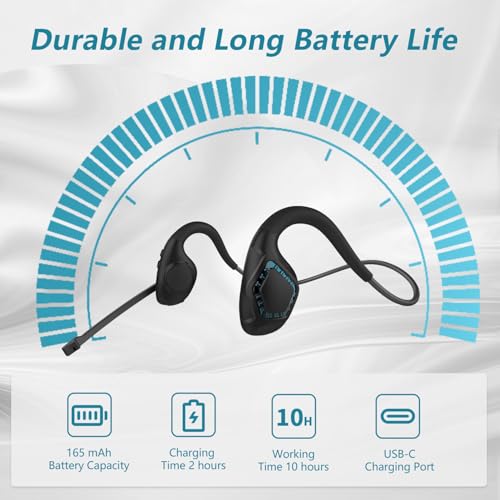 BANIGIPA Bluetooth-Headset mit Boom-Mikrofon, Open-Ear-Kopfhörer mit Geräuschunterdrückung Mikrofon, drahtloses Headset für Anrufe, leicht und bequem für Office Meeting Home Working-10 Stunden Bild 6