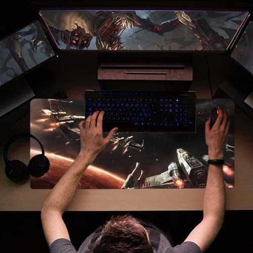 Großes XXL-Gaming-Mauspad, Mauspad mit genähtem Rand und Rutschfester Gummiunterseite, Schreibtischunterlage für Arbeit, Büro, Schreibtischunterlage für Laptop, Computer-Tastatur und Mäuse, Bild 3