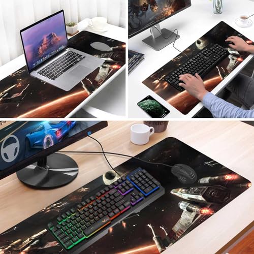 Großes XXL-Gaming-Mauspad, Mauspad mit genähtem Rand und Rutschfester Gummiunterseite, Schreibtischunterlage für Arbeit, Büro, Schreibtischunterlage für Laptop, Computer-Tastatur und Mäuse, Bild 4