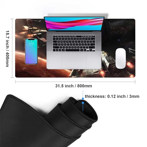 Großes XXL-Gaming-Mauspad, Mauspad mit genähtem Rand und Rutschfester Gummiunterseite, Schreibtischunterlage für Arbeit, Büro, Schreibtischunterlage für Laptop, Computer-Tastatur und Mäuse, Bild 5