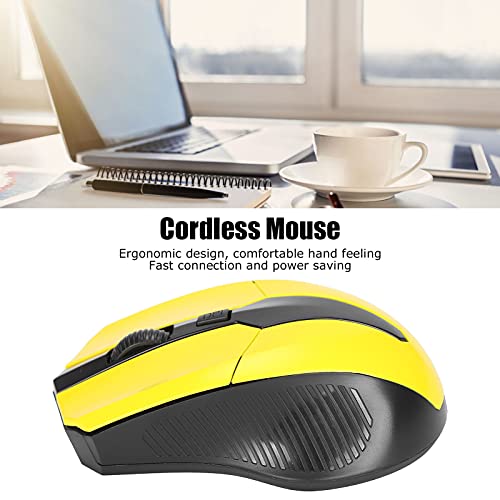 2.4G Optische Funkmaus, Modisches Aussehen Ergonomisches Spezielles Design Maus Computerzubehör Geeignet für Notebook Tablet PC (Gelb) Bild 6