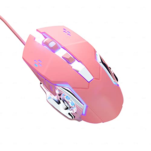 Kabelgebundene Gaming-Maus, Optische USB-PC-Gaming-Mäuse mit RGB-Hintergrundbeleuchtung, Ultraleichtes Leises Klicken, Universelle USB-C-Konnektivität, 4 Einstellbare DPI, Maus (Rosa) Bild 1