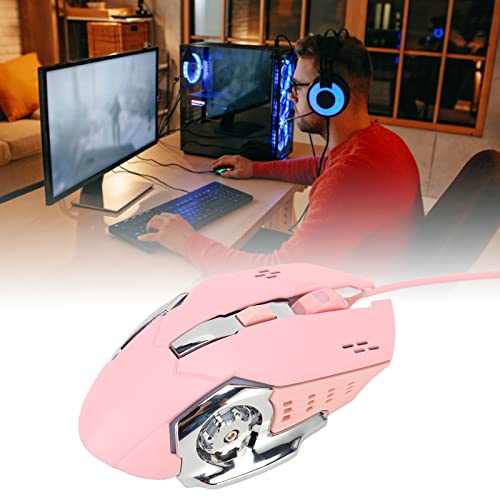 Kabelgebundene Gaming-Maus, Optische USB-PC-Gaming-Mäuse mit RGB-Hintergrundbeleuchtung, Ultraleichtes Leises Klicken, Universelle USB-C-Konnektivität, 4 Einstellbare DPI, Maus (Rosa) Bild 2