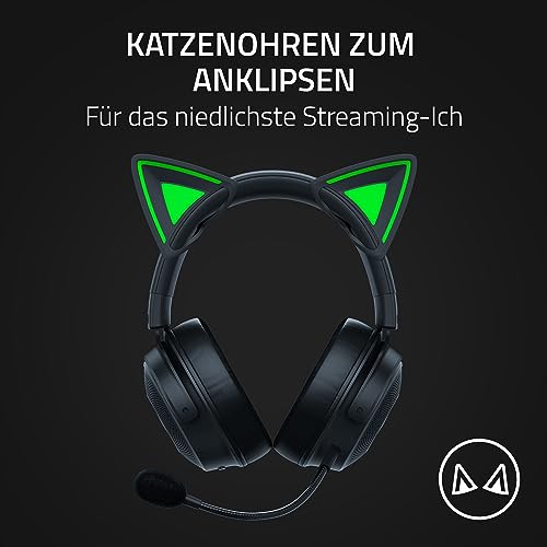 Razer Kitty Ears V2 - Universal Fit Clip-on Kitty Ears für Headsets (Clip-on Kitty Ears, vielseitig, verstellbare Bänder, 26g leichtes Premium-Silikon) Schwarz Bild 2