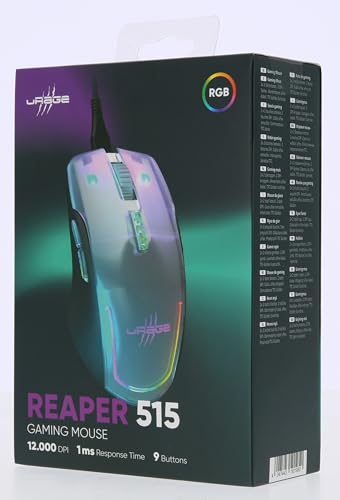uRage Gaming-Maus Reaper 515 Illuminated, kabelgebundene Maus mit 9 programmierbaren Tasten, bis zu 12.000 DPI, superleichte 78 g Gewicht, RGB-Beleuchtung, Gaming-Software, in schwarz Bild 6