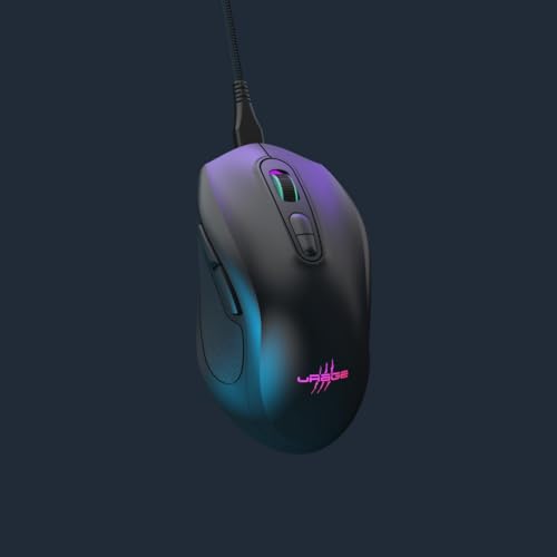 uRage Gaming-Maus Reaper 340, kabelgebundene Maus mit 7 programmierbaren Tasten, bis zu 8000 DPI, superleichte 77 g Gewicht, RGB-Beleuchtung, Gaming-Software, in schwarz Bild 3