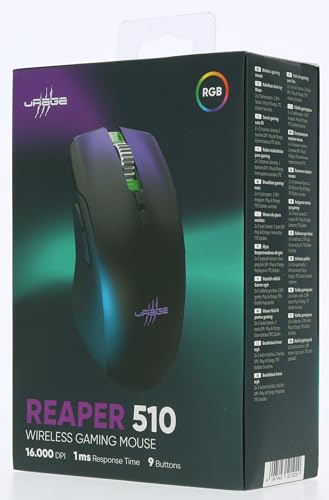 uRage Gaming-Maus Reaper 510 Wireless, kabellose Maus mit 9 programmierbaren Tasten, bis zu 16.000 DPI, 78 g, RGB-Beleuchtung, Gaming-Software, in schwarz Bild 7