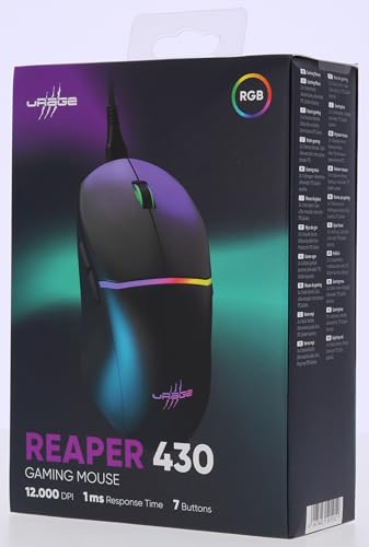 uRage Gaming-Maus Reaper 430, kabelgebundene Maus mit 9 programmierbaren Tasten, bis zu 12.000 DPI, superleichte 75 g Gewicht, RGB-Beleuchtung, Gaming-Software, in schwarz Bild 6