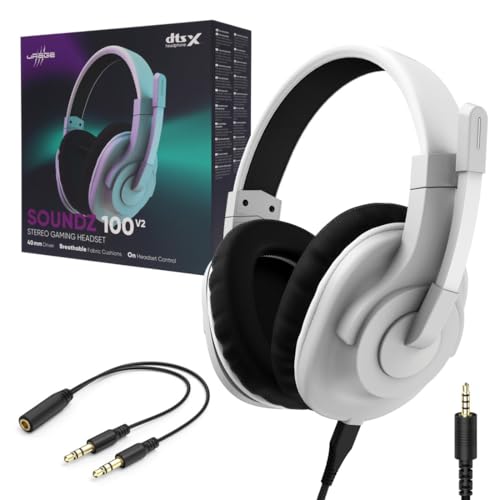 uRage Gaming-Headset SoundZ 100 V2, kabelgebundene Multi-Plattform Kopfhörer für PS4/PS5/PC/Xbox/Laptop/Smartphone, Over-Ear, in weiß Bild 1