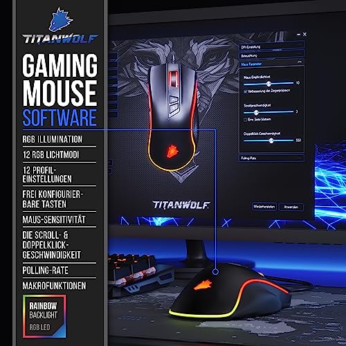 CSL - Kabelgebundene Gaming-Maus mit Optischem Sensor mit 200 bis 12400 DPI, 8 programmierbare Tasten, Ergonomischer Formfaktor, 12 RGB Lichtmodi, Schwarz Bild 3