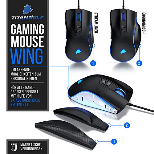 CSL - Kabelgebundene Gaming-Maus mit Optischem Sensor mit 200 bis 12400 DPI, 8 programmierbare Tasten, Ergonomischer Formfaktor, 12 RGB Lichtmodi, Schwarz Bild 4