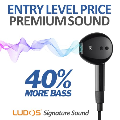 LUDOS FEROX Kopfhörer In Ear Kopfhörer mit Kabel und Mikrofon, 5 Jahre Garantie, In Ear Ohrhörer, 3,5 mm Klinkenstecker Earbuds, Satte Bässe Earphones, Headphones für iPhone, iPad, Huawei, Samsung Bild 3