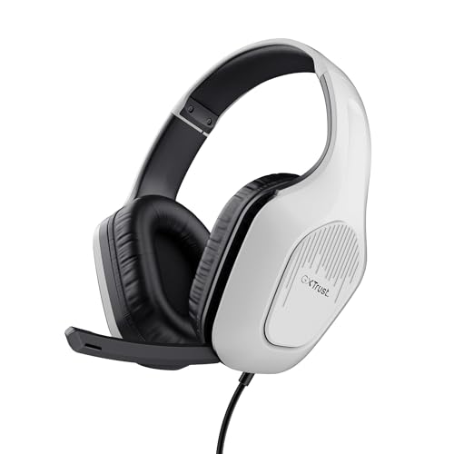 Trust Gaming GXT 415PS Zirox Leichtes Gaming Headset für PlayStation 5 mit 50-mm-Treiber, 1,2 m Kabel, 3,5-mm-Audioanschluss, Hochklappbares Mikrofon, Over-Ear PS5 Kopfhörer mit Kabel - Weiß Bild 1