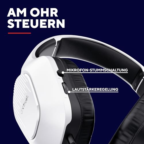 Trust Gaming GXT 415PS Zirox Leichtes Gaming Headset für PlayStation 5 mit 50-mm-Treiber, 1,2 m Kabel, 3,5-mm-Audioanschluss, Hochklappbares Mikrofon, Over-Ear PS5 Kopfhörer mit Kabel - Weiß Bild 4