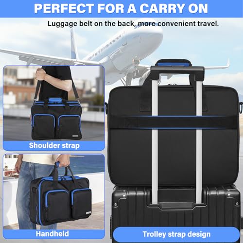 IPEB Tasche für PS5 / PS5 Pro / PS4, volle Schutz Konsolentasche mit unterteilbaren Fächern, geeignet für PS5 Controller, Gaming-Headset und weiteres Zubehör(Schwarz Blau) Bild 5