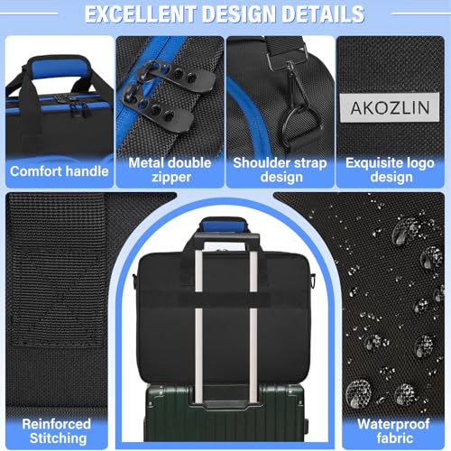 IPEB Tasche für PS5 / PS5 Pro / PS4, volle Schutz Konsolentasche mit unterteilbaren Fächern, geeignet für PS5 Controller, Gaming-Headset und weiteres Zubehör(Schwarz Blau) Bild 6