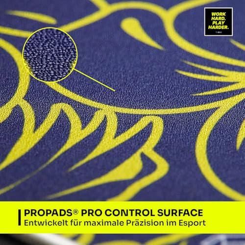 propads PRO Control Mousepad 500x500mm - Für echte Esportler - Schnelles und raues Gaming-Mauspad, Rutschfestes Gummi - Schwarz (Hibiscus) Bild 2