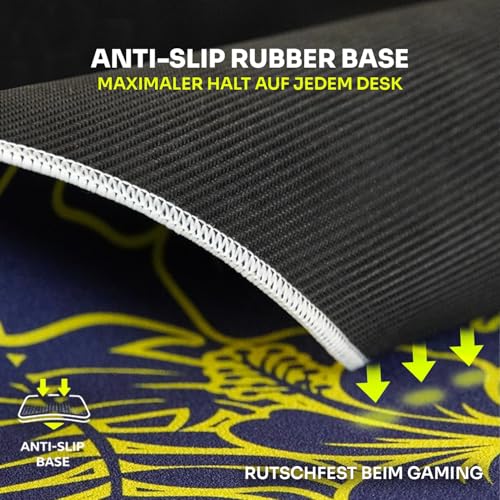 propads PRO Control Mousepad 500x500mm - Für echte Esportler - Schnelles und raues Gaming-Mauspad, Rutschfestes Gummi - Schwarz (Hibiscus) Bild 5